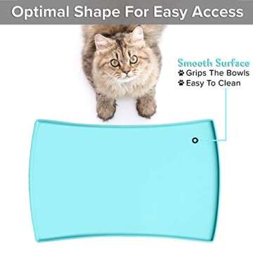 CatGuru Cat Food Mat, Small & Large Pet Food Mat, 100% Waterproof Cat Mat for Food and Water, Silicone Mat for Cat Bowls, Non-Slip Mat for Cat Food and Water Bowl or Cat Water Fountain (Large, Aruba)
