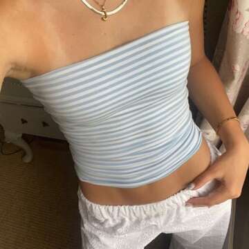 Foidiccx Women Y2K Strapless Tube Tops Sexy Crop Tank for Summer