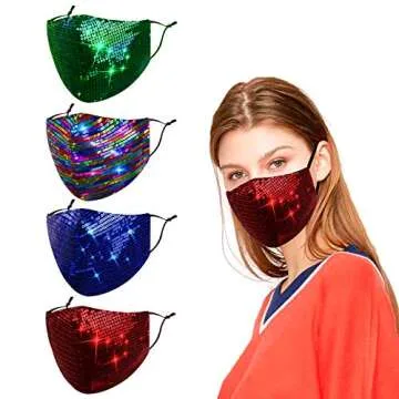 Fashionable Sequin Face Masks for Women - Stylish & Adjustable