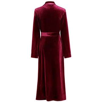 PRODESIGN Women's Long Velvet Robe Soft Warm Bathrobe with Shawl Collar Loose Sleepwear Nightgown (W...