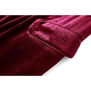 PRODESIGN Women's Long Velvet Robe Soft Warm Bathrobe with Shawl Collar Loose Sleepwear Nightgown (Wine Red, M)