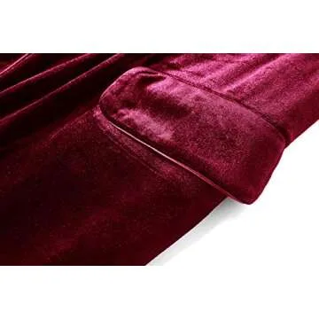 PRODESIGN Women's Long Velvet Robe Soft Warm Bathrobe with Shawl Collar Loose Sleepwear Nightgown (Wine Red, M)
