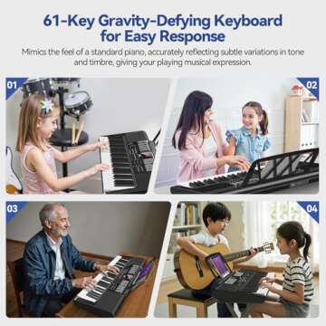 61-Key Electric Keyboard Piano – Beginner-Friendly Kit with 255 Voices & Rhythms