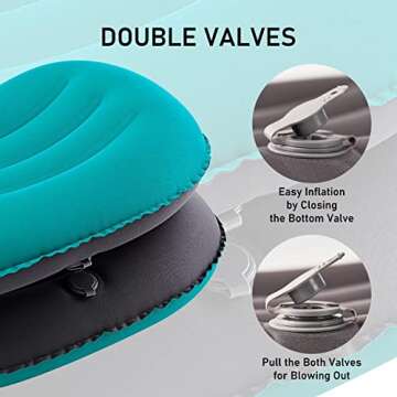 [2-PACK] Ultralight Inflatable Camping Pillow - Compressible, Compact, Comfortable for Sleeping While Traveling, Hiking, or Backpacking. Ergonomic Inflating Camping Pillows for Neck and Lumbar Support