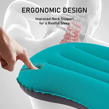 [2-PACK] Ultralight Inflatable Camping Pillow - Compressible, Compact, Comfortable for Sleeping While Traveling, Hiking, or Backpacking. Ergonomic Inflating Camping Pillows for Neck and Lumbar Support