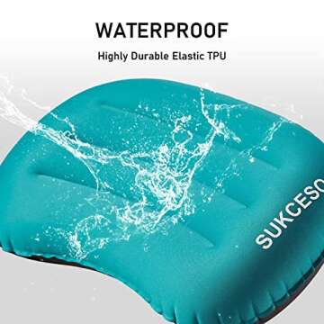 [2-PACK] Ultralight Inflatable Camping Pillow - Compressible, Compact, Comfortable for Sleeping While Traveling, Hiking, or Backpacking. Ergonomic Inflating Camping Pillows for Neck and Lumbar Support