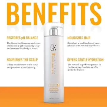 GK HAIR Global Keratin Balancing Conditioner (33.8 Fl Oz/1000ml) For Oily & Color Treated Hair Daily Use After Shampoo Conditioning Deep Cleanser & Impurities Remover Restores pH Levels