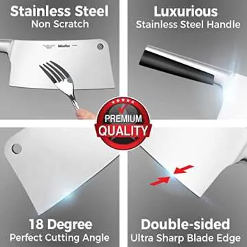 7-inch Butcher Knife Meat Cleaver Knife, Professional Grade Stainless Steel Blade and Handle, Perfect for Restaurants and Home Kitchen Use