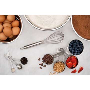 Estilo 12 Piece Stainless Steel Metal Mixing Bowl, Includes Dry Measuring Cups, Measuring Spoons And Barrel Whisk - Cup Measuring Kitchen Set | Great for Baking and Cooking