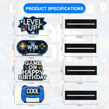 Game Night Birthday Decorations 4PCS Set for Boys