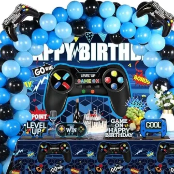 Game Night Birthday Decorations 4PCS Set for Boys
