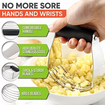 Spring Chef Dough Blender, Top Professional Pastry Cutter with Heavy Duty Stainless Steel Blades, Medium Size, Black