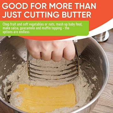 Spring Chef Dough Blender, Top Professional Pastry Cutter with Heavy Duty Stainless Steel Blades, Medium Size, Black