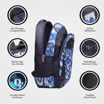 Fenrici Shark Backpack for Boys, Girls, Kids, Teens, 18" Durable Book Bags for Kindergarten, Elementary, Middle School Students, Shark, Standard Large