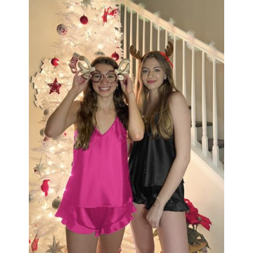 Ekouaer Satin Pajama Set Luxurious Silk Sleepwear for Women