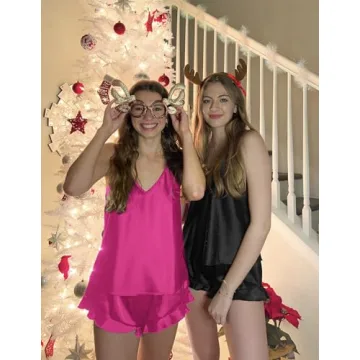 Ekouaer Satin Pajama Set Luxurious Silk Sleepwear for Women