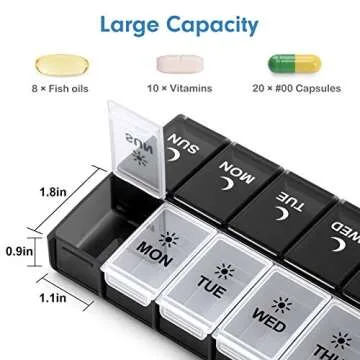 7 Day Pill Organizer 2 Times a Day, Large Weekly AM PM Pill Box, Day Night Medicine Organizer, Pill Case Twice A Day, Pill Container