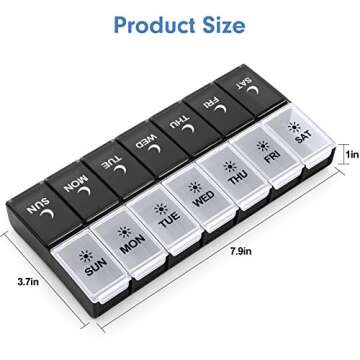 7 Day Pill Organizer 2 Times a Day, Large Weekly AM PM Pill Box, Day Night Medicine Organizer, Pill Case Twice A Day, Pill Container