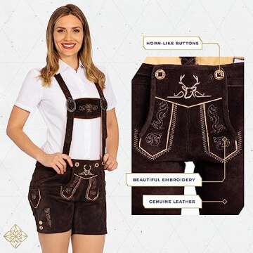 Authentic Women's Lederhosen - Traditional Oktoberfest Outfit