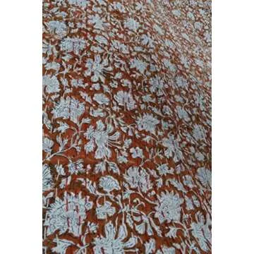 V Vedant Designs Floral Print Beautiful Kantha Quilt Indian Hand Block Kantha Quilt Reversible Cotton Bedding Bedspread Queen Size Vintage Kantha Gudari (Dark Brown, Queen)