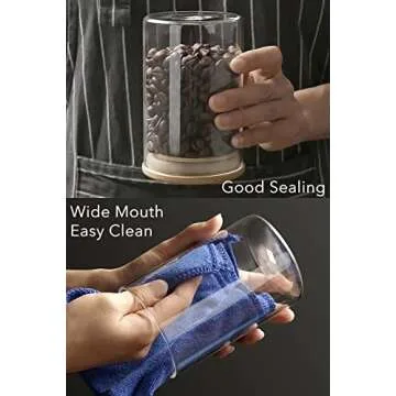 KOIKEY Coffee Sugar Container Salts Jars - 15oz Glass Airtight Caning with Bamboo Lids and Spoons Scoop, Storage Overnight Oats, Spice, Creamer, Food Organizer, Set of 3