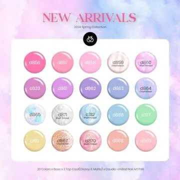 Beetles 24Pcs Gel Nail Polish Set, Pink Purple Pearl Pastel Blue Shimmer Chameleon Green Colors 2025 Spring Gel Polish Kit, 3Pcs Base Gel Top Coat and Double-ended Brush Soak off UV Gel