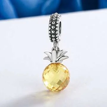 THE KISS 925 Sterling Silver Pineapple Bead Charm for Bracelets
