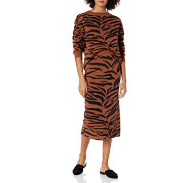 The Drop Women's Iris Midi Knit Sweater Pencil Skirt, Animal Pattern, XXS