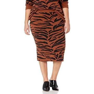 The Drop Women's Iris Midi Knit Sweater Pencil Skirt, Animal Pattern, XXS