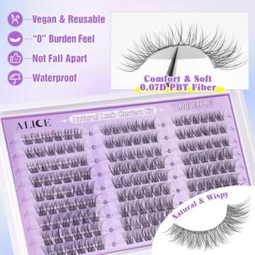 ALICE Wispy Lash Clusters Kit - 162pcs Natural Eyelash Cluster Kit with Glue and Tweezers