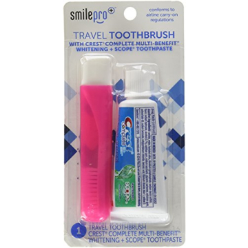 Compact Travel Toothbrush and Crest Toothpaste Set