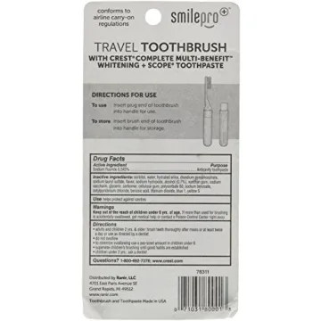 Compact Travel Toothbrush and Crest Toothpaste Set