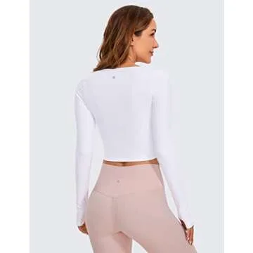 CRZ YOGA Butterluxe Long Sleeve Crop Tops - Stylish Workout & Casual Wear