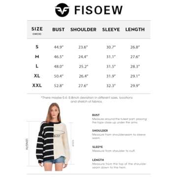 Fisoew Womens Striped Pullover Sweater Crew Neck Long Sleeve Knitted Color Block Casual Loose Lightweight Sweaters for Women