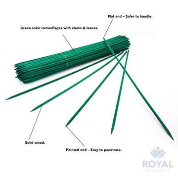 Royal Imports Green Wood Plant Stakes - 12 Inch Sturdy Picks