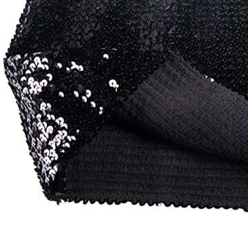 Womens Sparkly Sequin Mermaid Crop Tops, Strapless Metallic Tube Tops for Party Clubwear(Black)