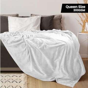 Utopia Bedding Fleece Blanket Queen Size White 300GSM Luxury Anti-Static Fuzzy Soft Microfiber Bed B...