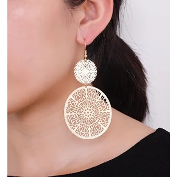 Stylish Filigree Disc Drop Earrings for All Occasions