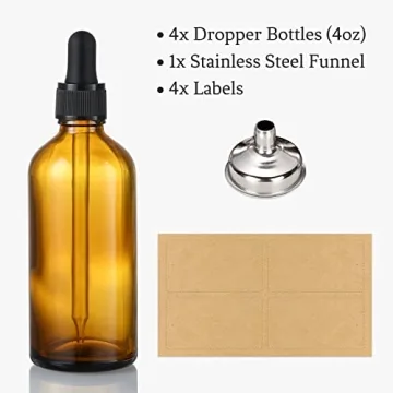 AOZITA 4 Pack 4 oz Dropper Bottles - Essential Oils & More