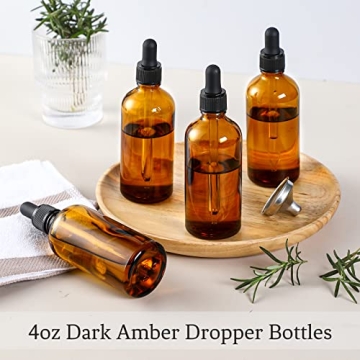 AOZITA 4 Pack 4 oz Dropper Bottles - Essential Oils & More