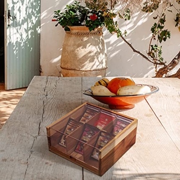 Elegant HTB Acacia Wood Tea Bag Organizer for Gift Giving