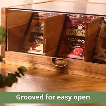 Elegant HTB Acacia Wood Tea Bag Organizer for Gift Giving