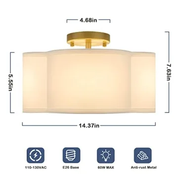 Elegant 4-Light Semi Flush Mount Ceiling Light for Home