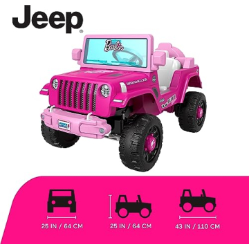 Power Wheels Barbie Jeep Wrangler Toddler Ride-On Toy with Driving Sounds, Multi-Terrain Traction, Seats 1, Ages 2+ Years (Amazon Exclusive)