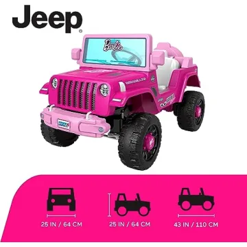 Power Wheels Barbie Jeep Wrangler Toddler Ride-On Toy with Driving Sounds, Multi-Terrain Traction, Seats 1, Ages 2+ Years (Amazon Exclusive)