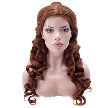Anogol Hair Cap+Women Ponytail Wigs Curly Auburn Brown Cosplay Costume Wig for Halloween Costume Cos...