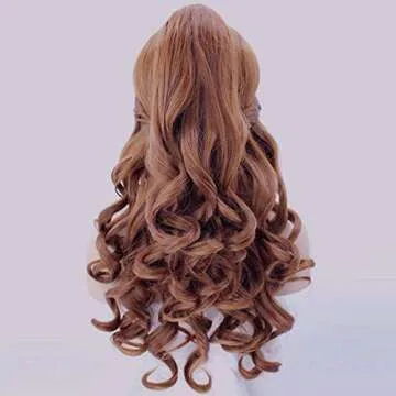 Anogol Curly Auburn Brown Cosplay Costume Wig for Events