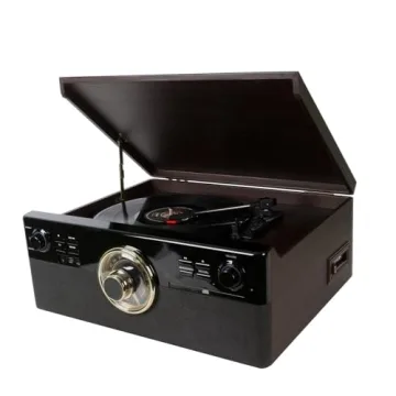10 in 1 Bluetooth Record Player for Vinyl, CD, Cassette, FM Radio & USB