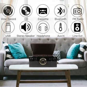 10 in 1 Bluetooth Record Player with Vintage Design