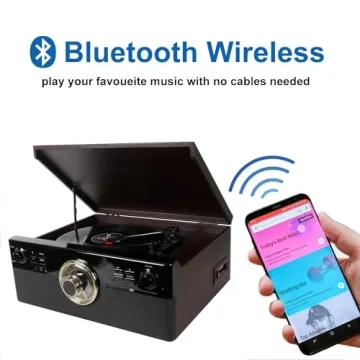 10 in 1 Bluetooth Record Player with Vintage Design